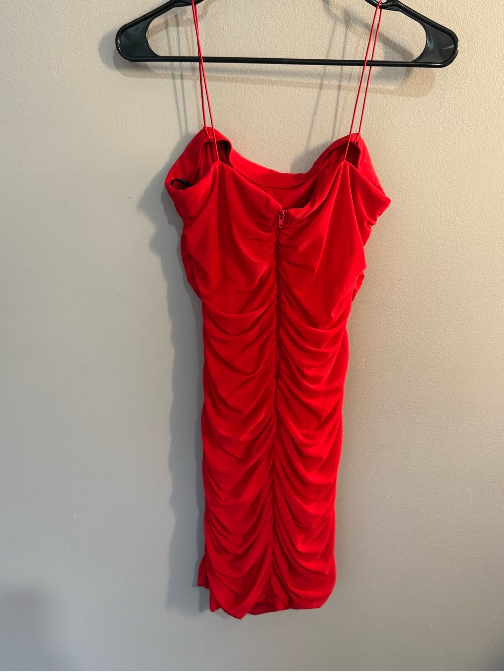 Red Ruched Mini Dress - Picture 2 of 3